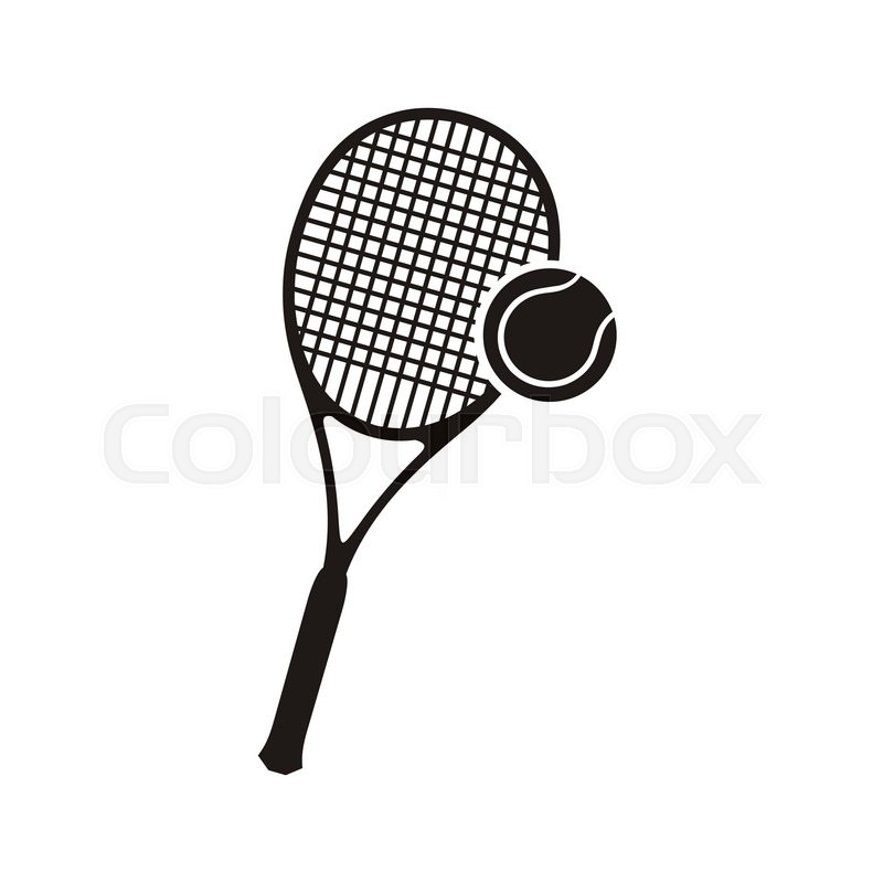 800x800 Monochrome Black Silhouettes Racket And Ball Icon Logo For Tennis