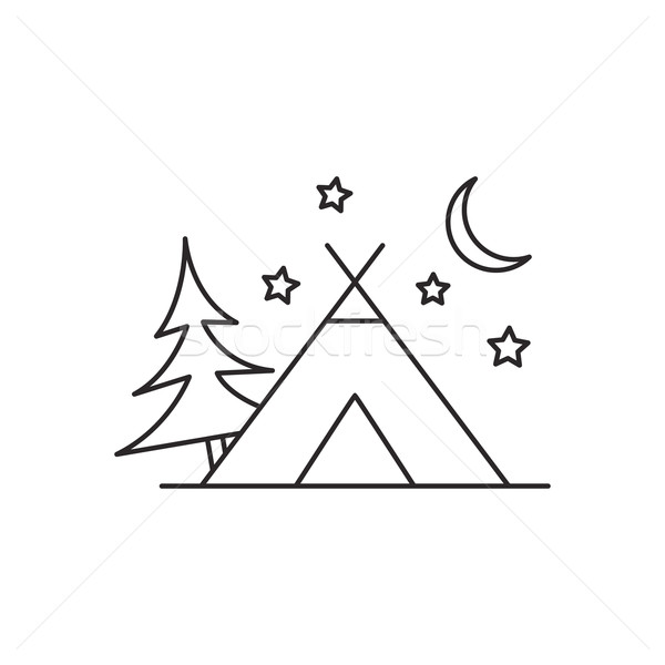 600x600 Outline Camping Tent Icon Isolated On White Background Vector