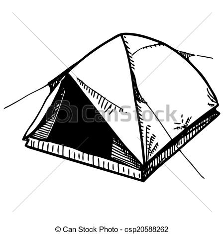 450x470 Camping Tent. Hand Drawing Sketch. Eps 10 Vector Illustration.