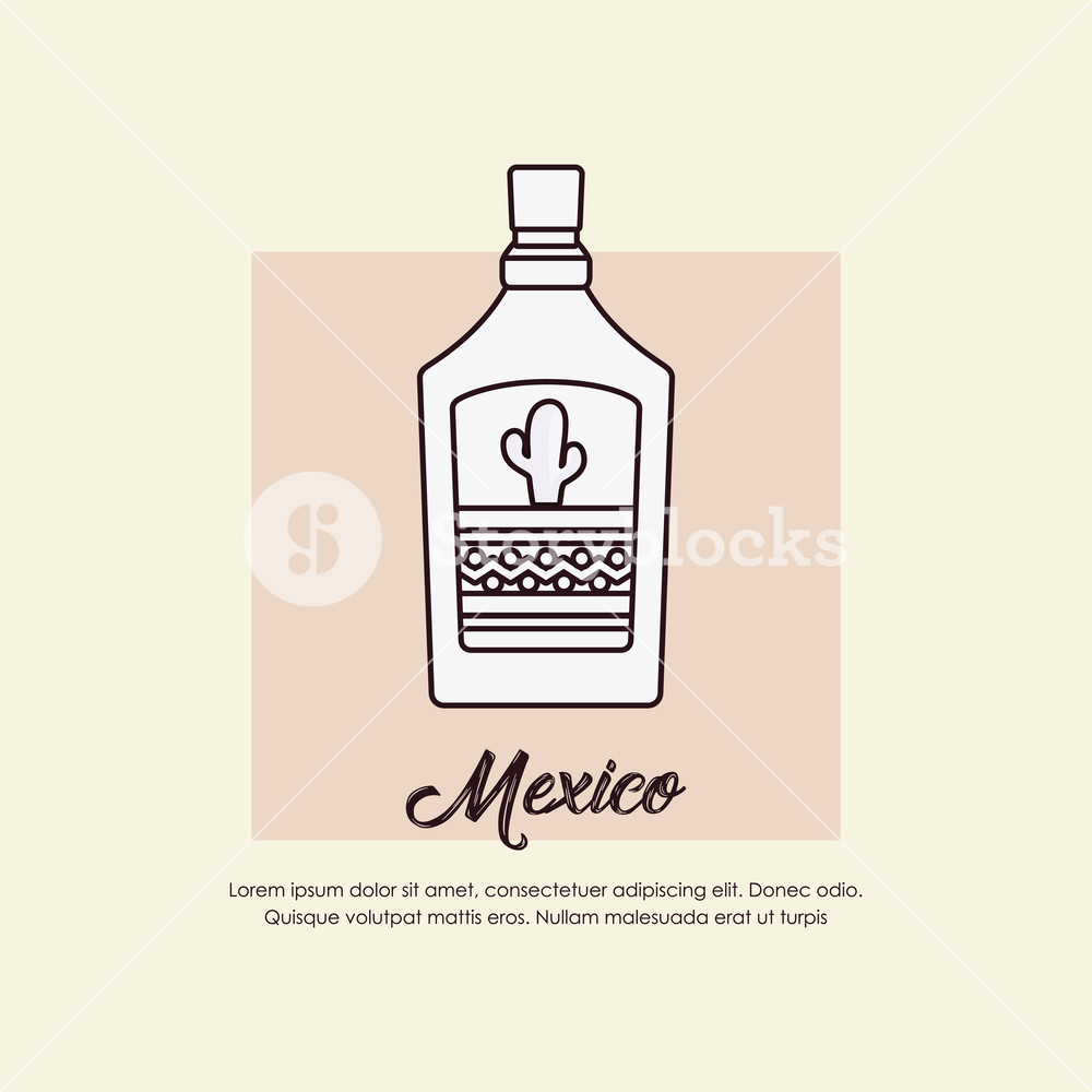 1000x1000 Mexico Design With Tequila Bottle Icon Over White Background