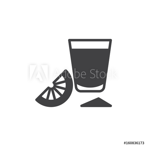 500x500 Tequila Shot Glass With Lime Slice Icon Vector, Filled Flat Sign