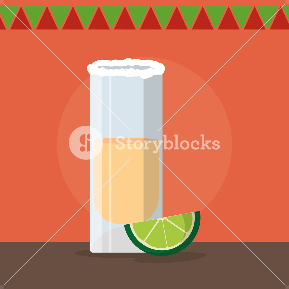 1000x1000 Tequila Shot Of Mexican Food And Traditional Cuisine Theme Vector