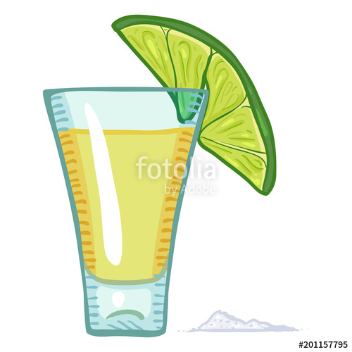 500x500 Vector Cartoon Tequila Shot With Lime Slice And Salt Stock Image