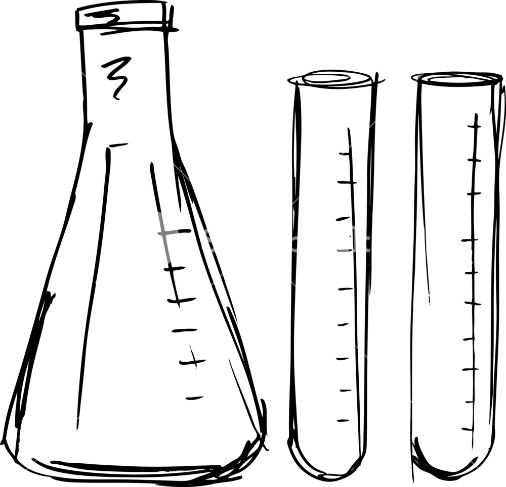 1000x964 Sketch Of Test Tube. Vector Illustration Royalty Free Stock Image