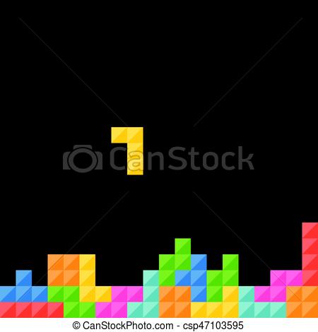 450x470 Tetris Pieces With Black Background, Puzzle For Game And