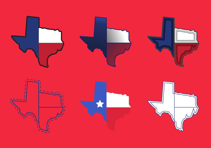 700x490 Texas Map Vector Icons