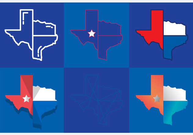 632x443 Texas Map Vector Icons