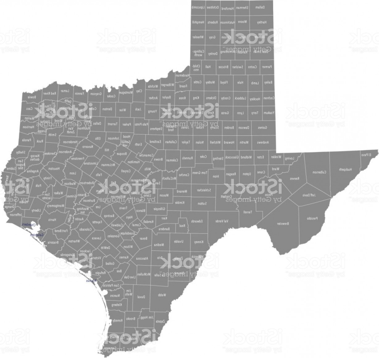 1228x1161 Texas County Map Vector Outline With Counties Names Labeled In