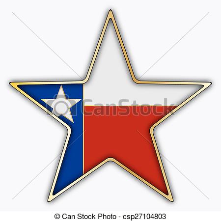 450x450 Texas Star. A Texas Flag Design Inside A Golden Star Isolated On A
