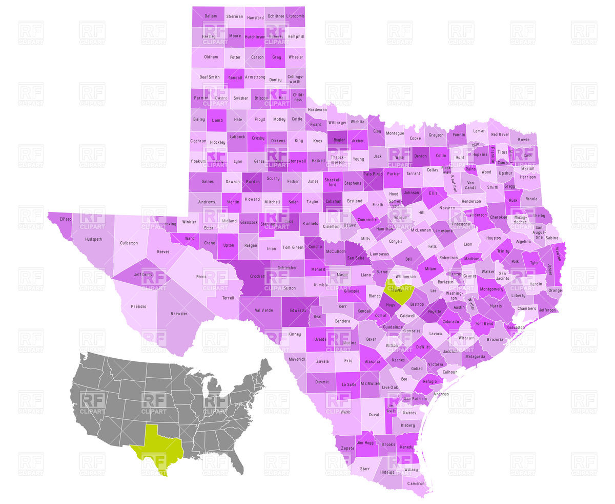 1200x982 Texas State Counties Map With Boundaries And Names Vector Image