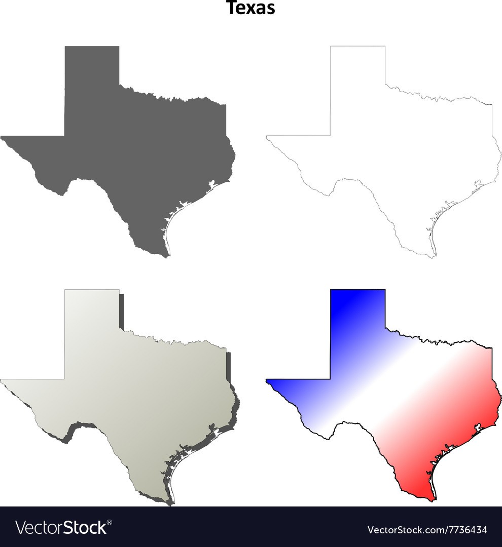 990x1080 Texas Outline Map Set Vector 7736434 8