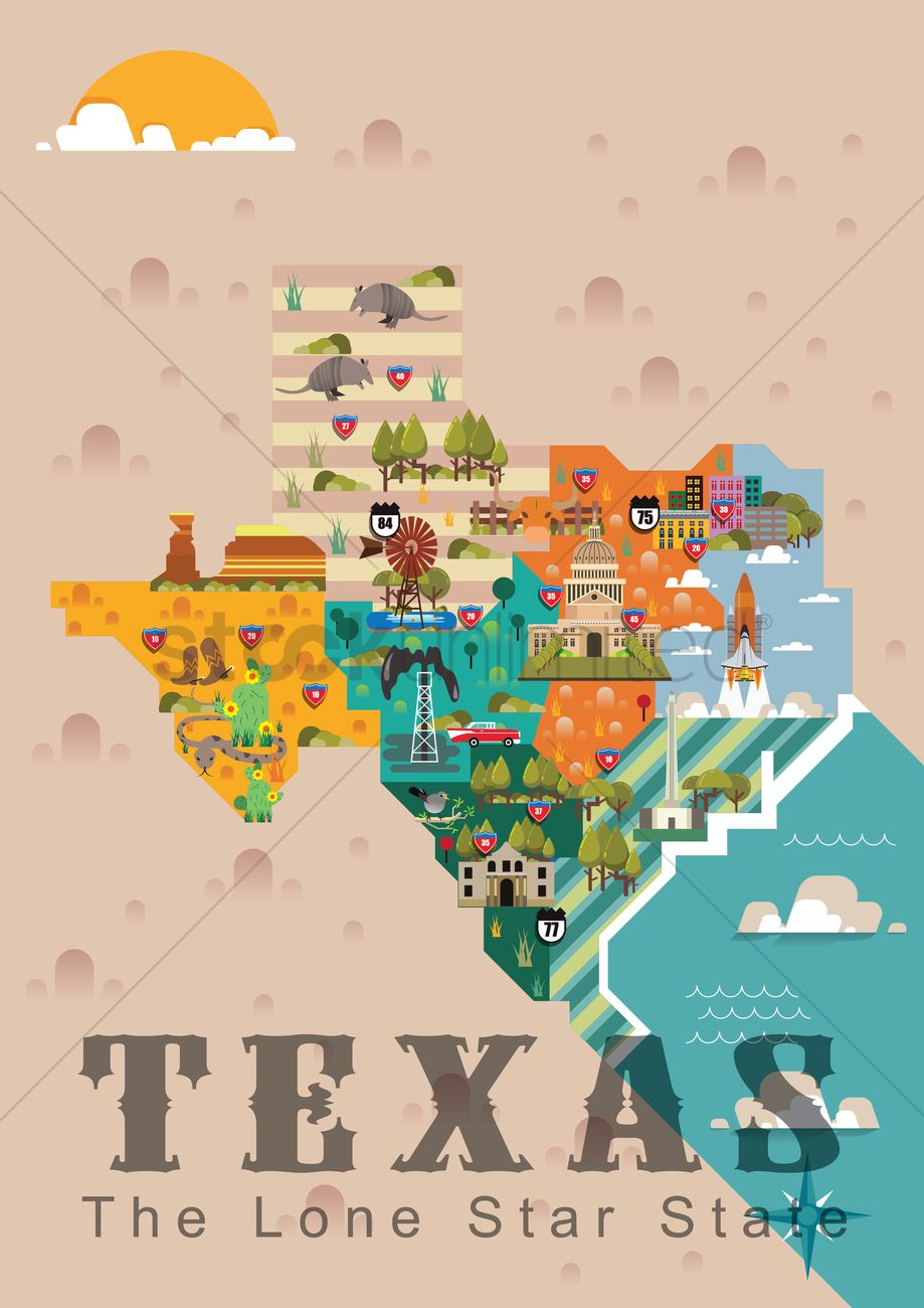 919x1300 Texas The Lone Star State Vector Image