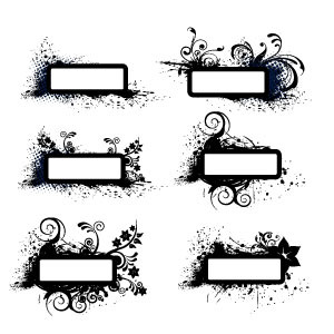 300x300 Grunge Text Banners Vector