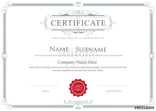 500x358 Certificate Border Vector Elegant Flourishes Template Stock Image