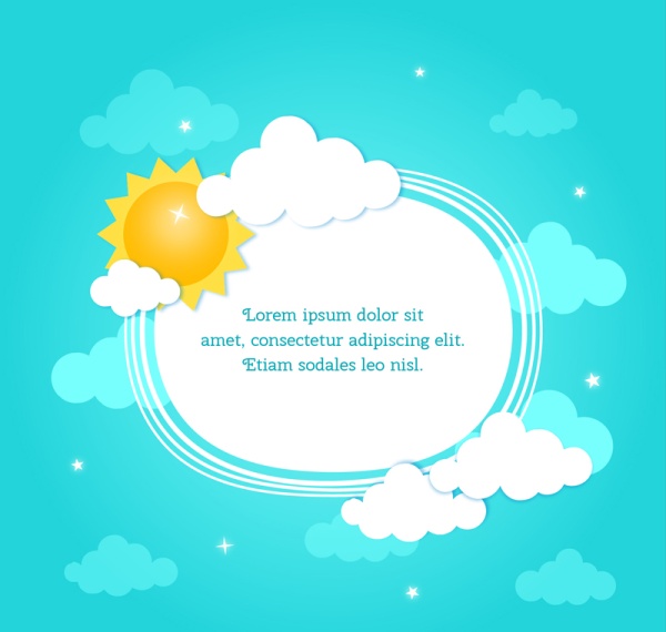600x570 Sun With Cloud And Text Box Vector Background