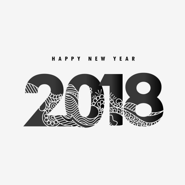640x640 2018 Creative Text With Floral Decoration, 2018, New, Year Png And