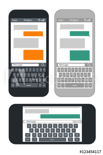 334x500 Smartphone With Blank Text Message Bubbles And Keyboard Vector