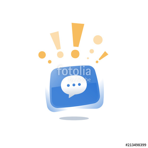 500x500 Speech Bubble Blue Button, Online Live Chat Text Message, Mobile