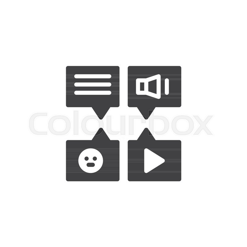 800x800 Message Types Icon Vector, Filled Flat Sign, Solid Pictogram