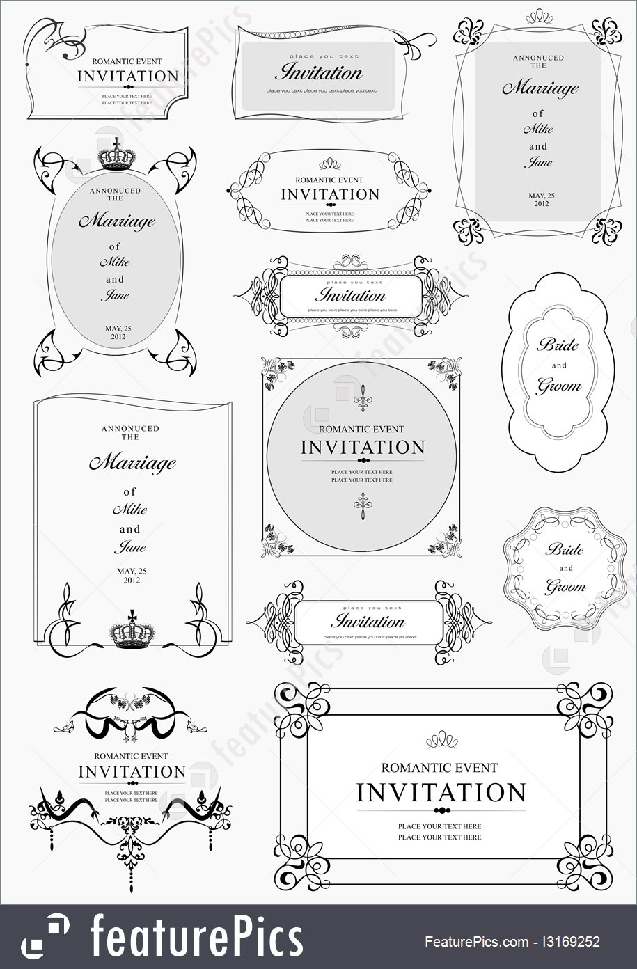 915x1392 Set Of Ornate Vector Frames And Ornaments With Sample Text.