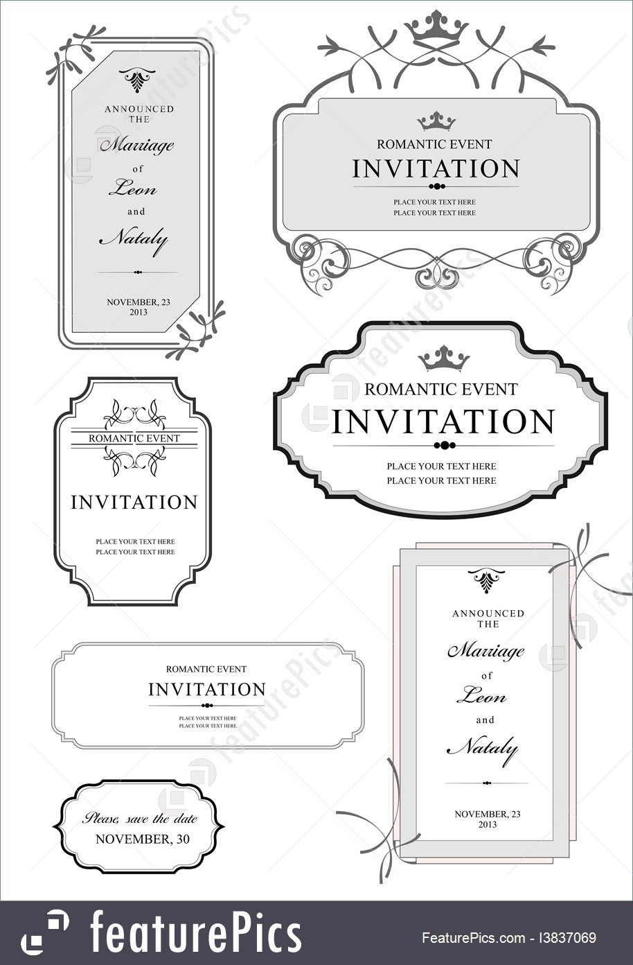 914x1392 Templates Set Of Ornate Vector Frames And Ornaments With Sample