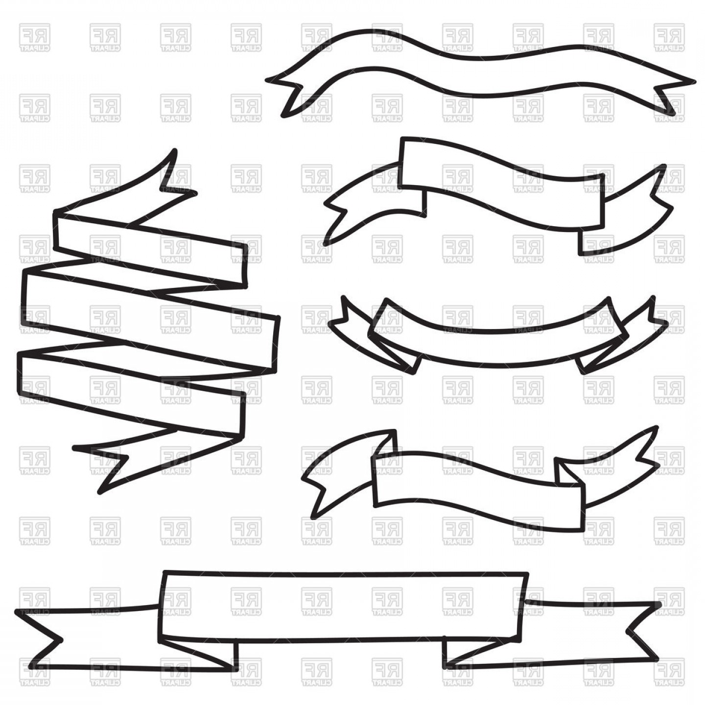 1440x1440 Outline Of Banners And Ribbons Vector Clipart Shopatcloth