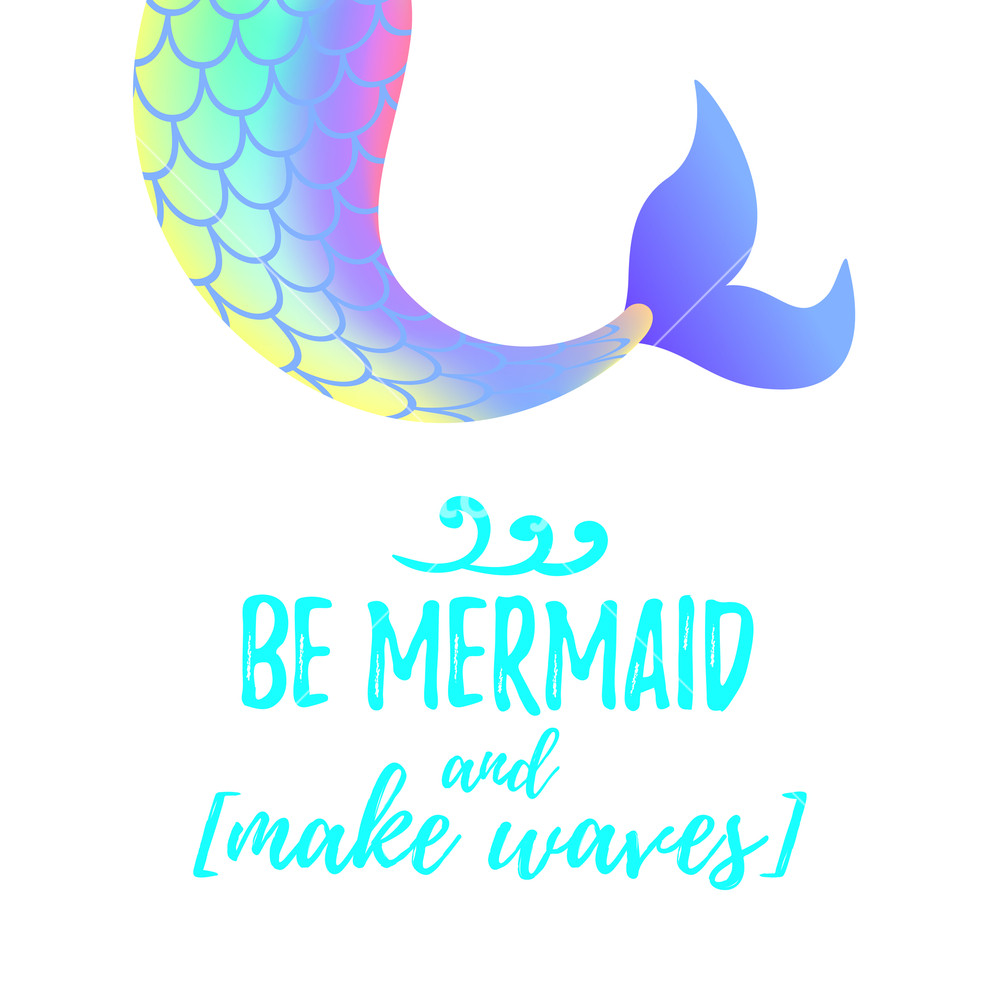 1000x1000 Vector Cartoon Style Illustration Of Cute Mermaid Tail. Mermay