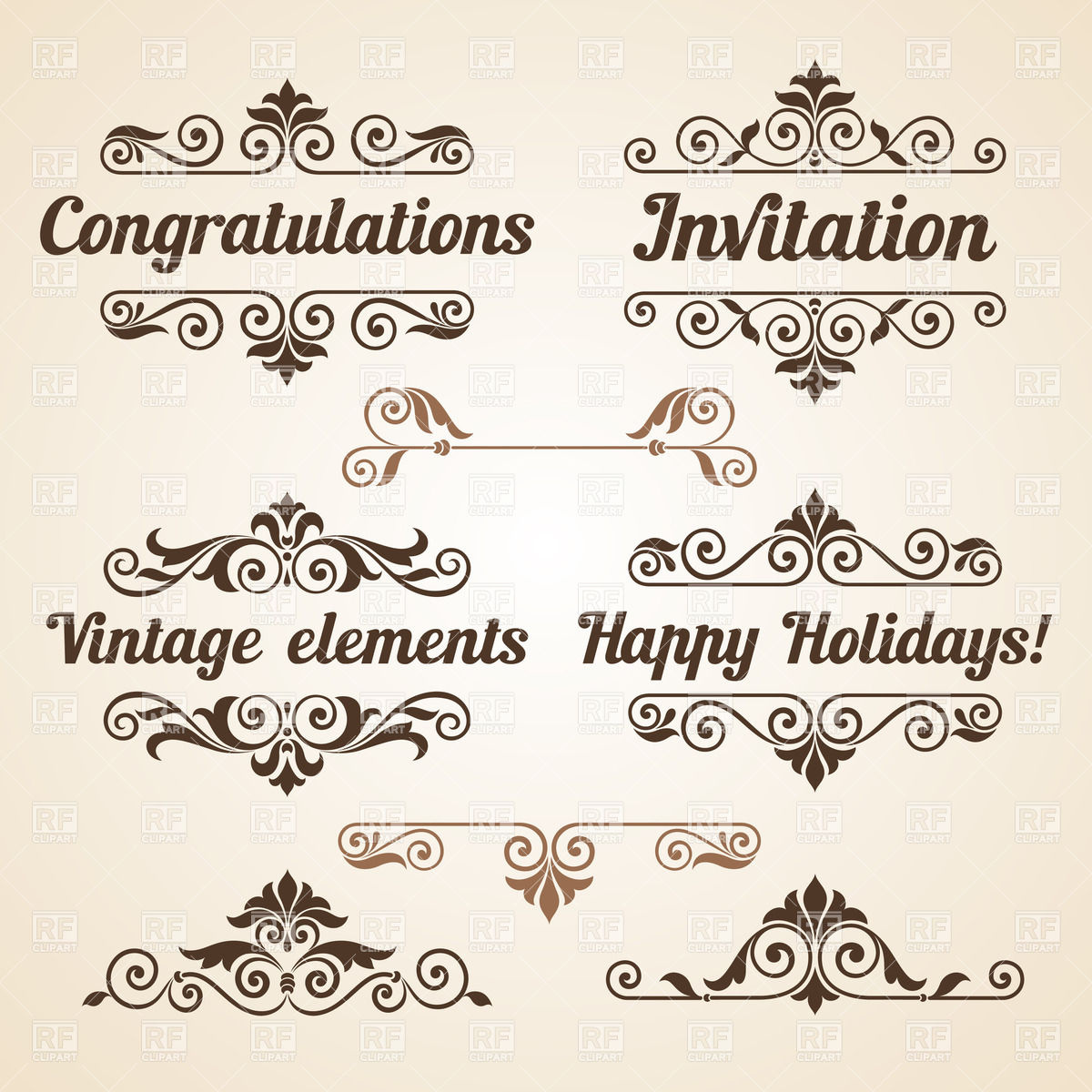 1200x1200 Curly Vintage Design Elements With Text Vector Image Vector