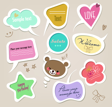 460x439 Cartoon Cute Text Clouds 3 Vector Eps Format Free Vector