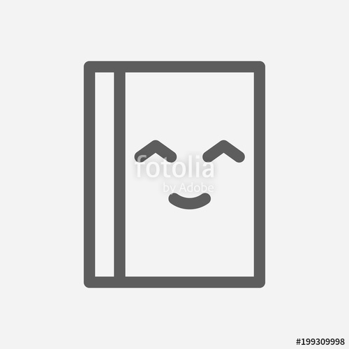 500x500 Book Cute Read Icon Line Symbol. Isolated Vector Illustration Of