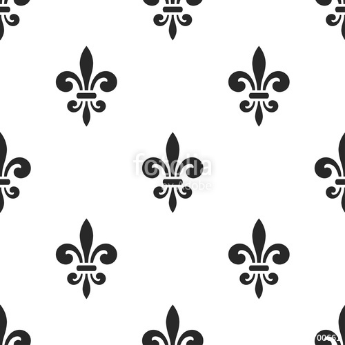 500x500 Golden Fleur De Lis Seamless Pattern. Black White Template. Floral