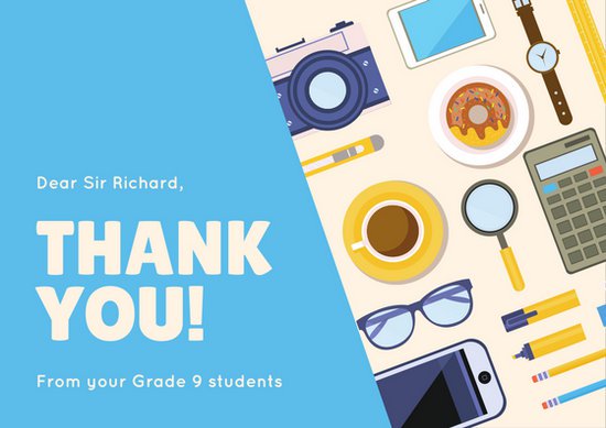 550x389 Blue Vector Teacher Thank You Card