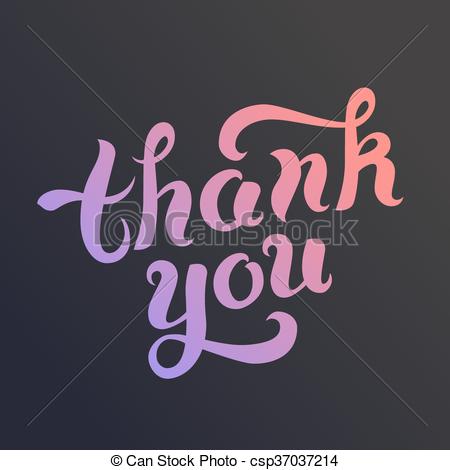 450x470 Thank You Vector Card. Thank You Card. Vector Gradient Text. Hand