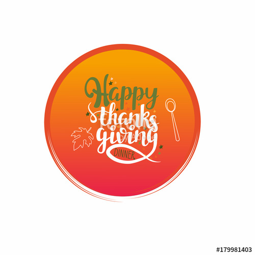 500x500 Lettering Happy Thanksgiving Dinner Vector Illustration Pumpkin