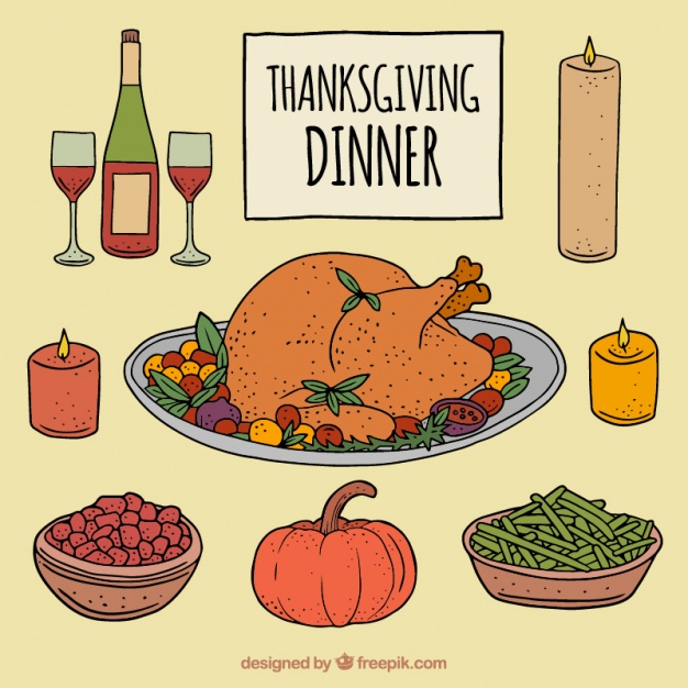 626x626 Thanksgiving Dinner With Traditional Dishes Vector Free Download