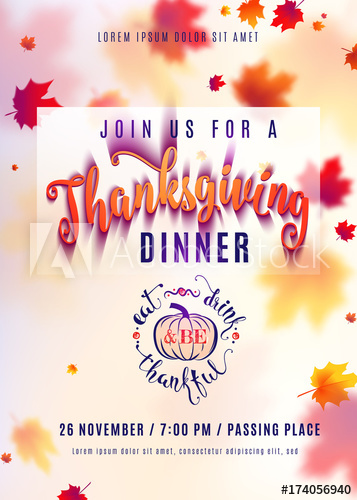 357x500 Vector Illustration Of Vertical Thanksgiving Dinner Invitation