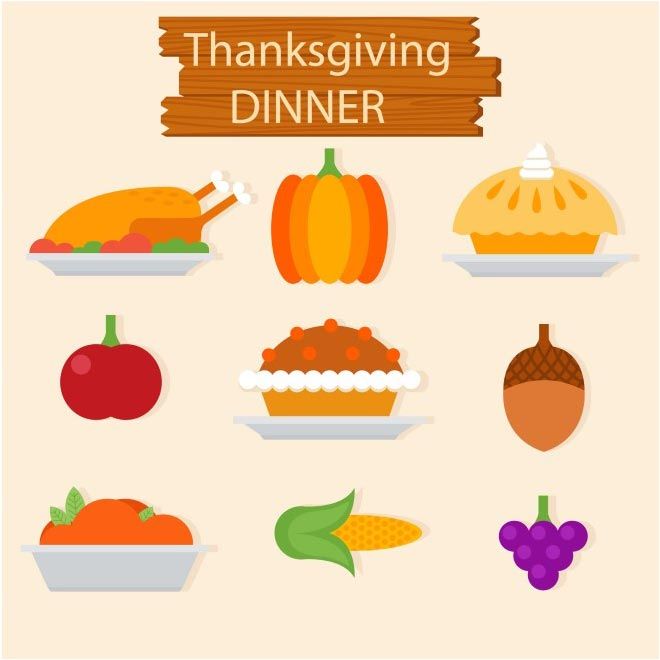 660x660 Free Vector Happy Thanksgiving Dinner Food Elements Httpwww