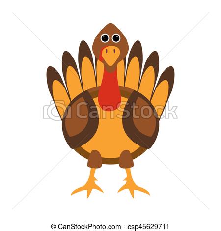 450x470 Happy Thanksgiving Day Label. Turkey Bird On White Background