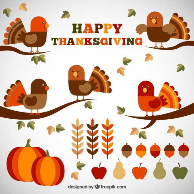 626x626 Cute Elements Of Thanksgiving In Flat Design Vector Premium Download