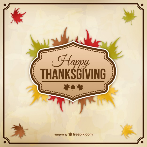 626x626 Happy Thanksgiving Vector With Autumn Leaves Vector Free Vector
