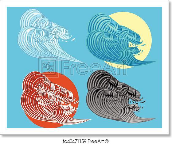 560x470 Free Art Print Of The Great Wave Off Kanagawa Vector. The Great