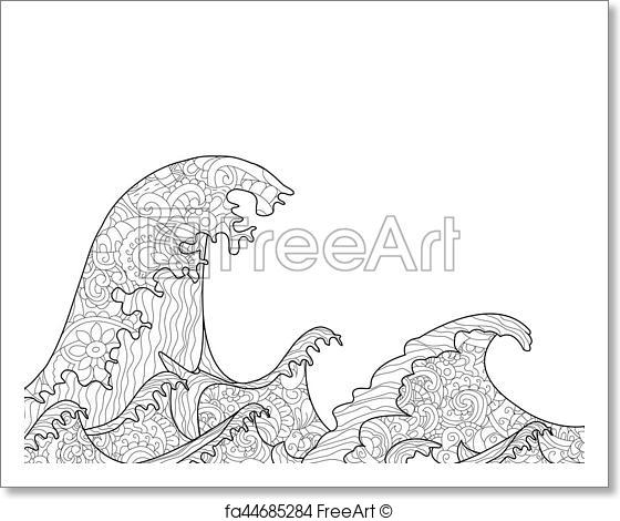 560x470 Free Art Print Of The Great Wave Off Kanagawa Coloring Book For