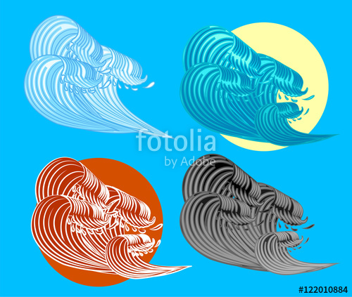 500x423 The Great Wave Off Kanagawa Vector Illustration Stock Image And