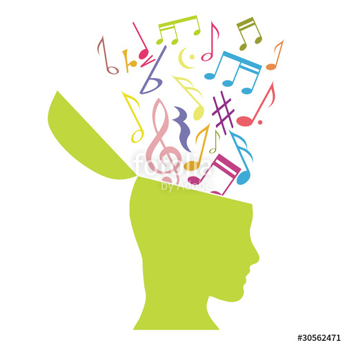 500x500 Music Therapy, Musical Notes In The Head Stock Image And Royalty