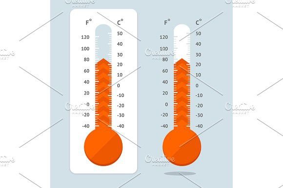 580x386 Cartoon Red Thermometer. Vector