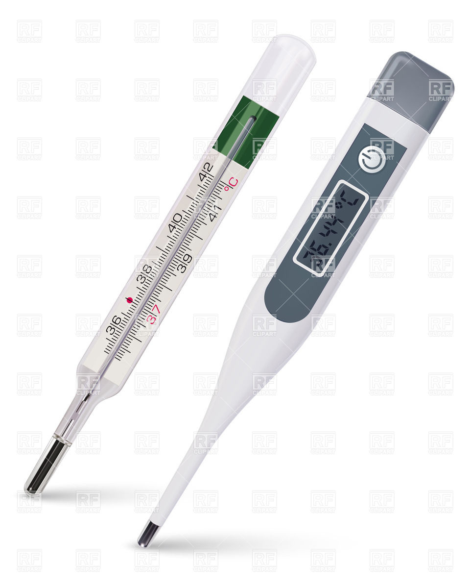 960x1200 Electronic And Traditional Thermometers Vector Image Vector