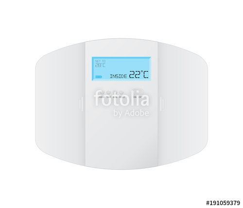 500x429 Modern Programmable Thermostat On White Background Stock Image