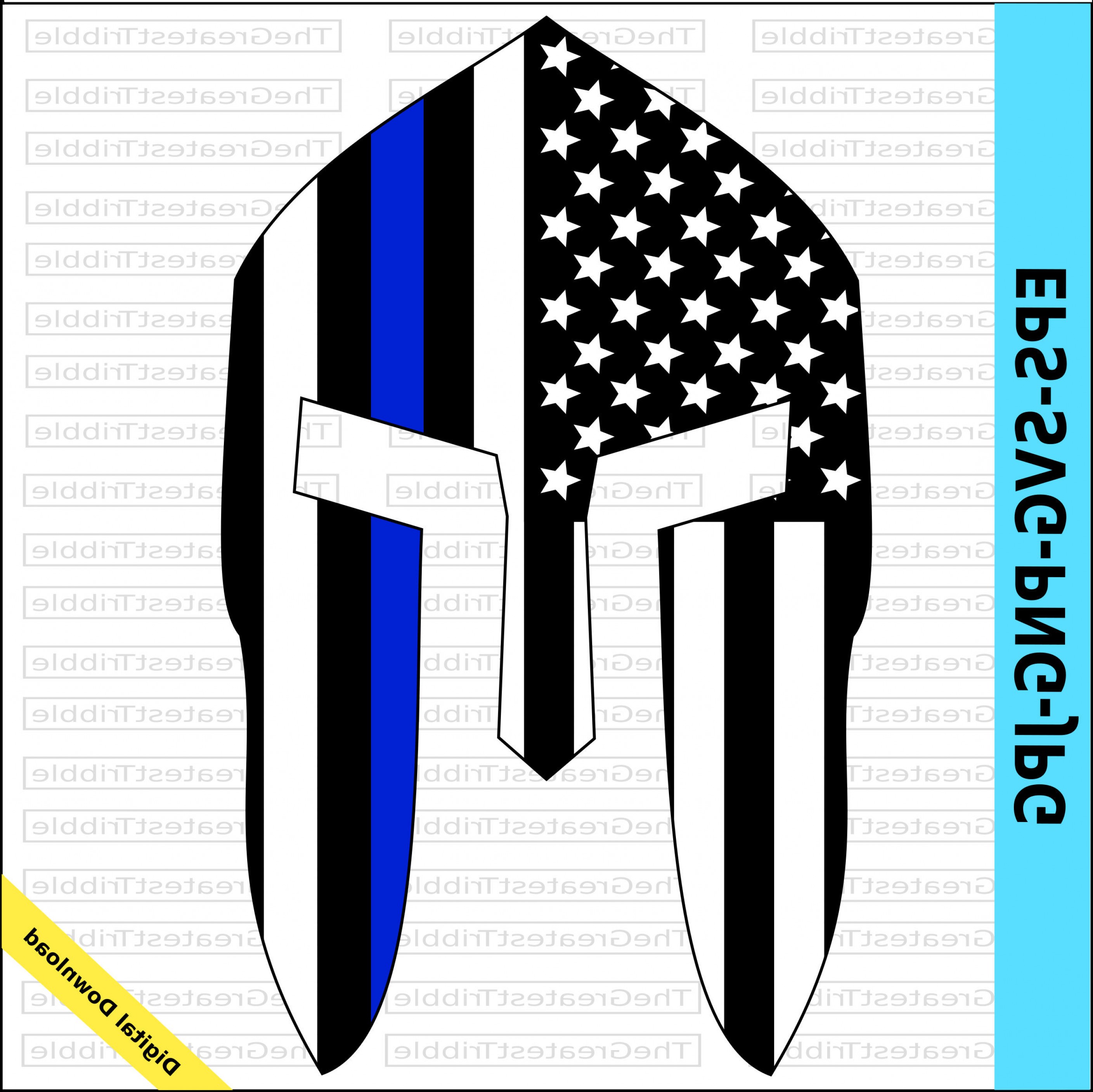 2817x2815 Spartan Helmet Front Thin Blue Line Usa Orangiausa