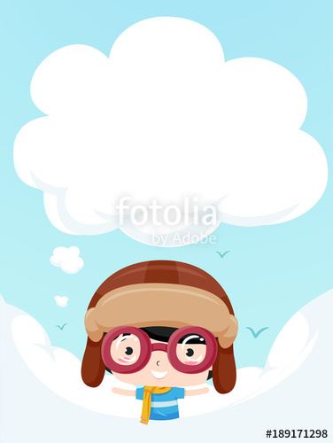 376x500 Kid Boy Aviator Thinking Cloud Background Illustration Stock