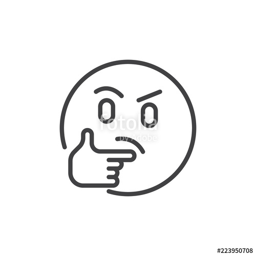 500x500 Thinking Face Emoji Outline Icon. Linear Style Sign For Mobile